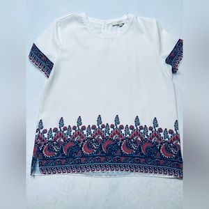 Ann Taylor LOFT Blue Pink And White Blouse‎ Womens Size Medium